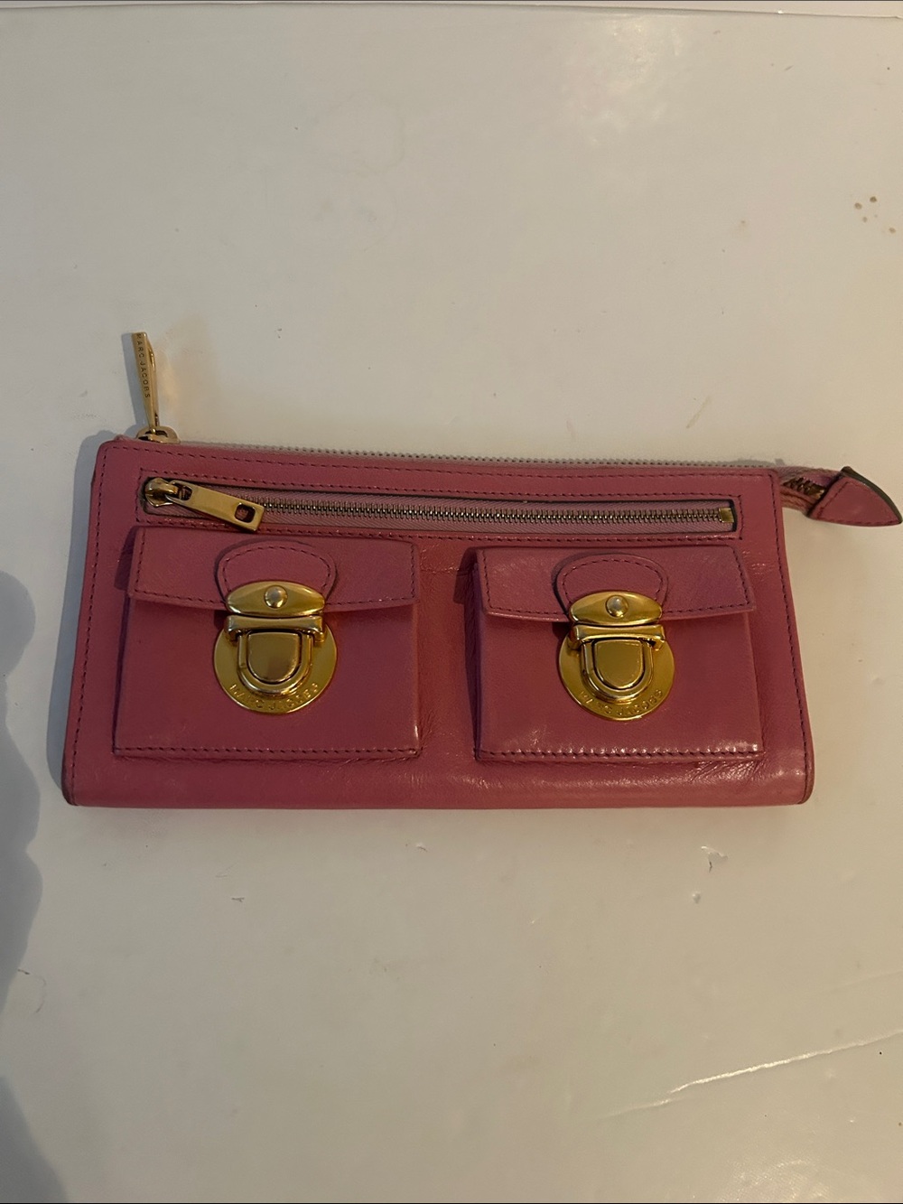 Vintage Marc Jacobs Pink Leather Zip Wallet/Clutch Made in Italy Boho So Nice!!!